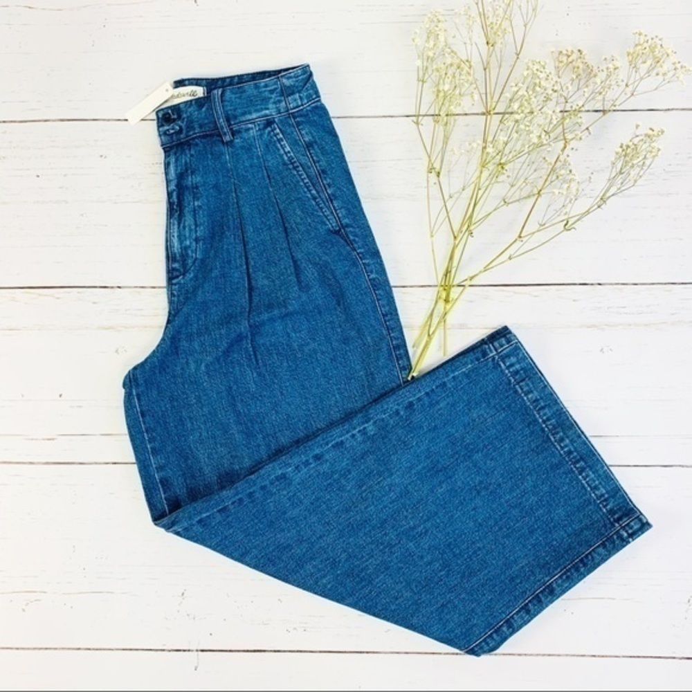 Madewell pleated wide leg jeans. K4982 - Picture 6 of 11